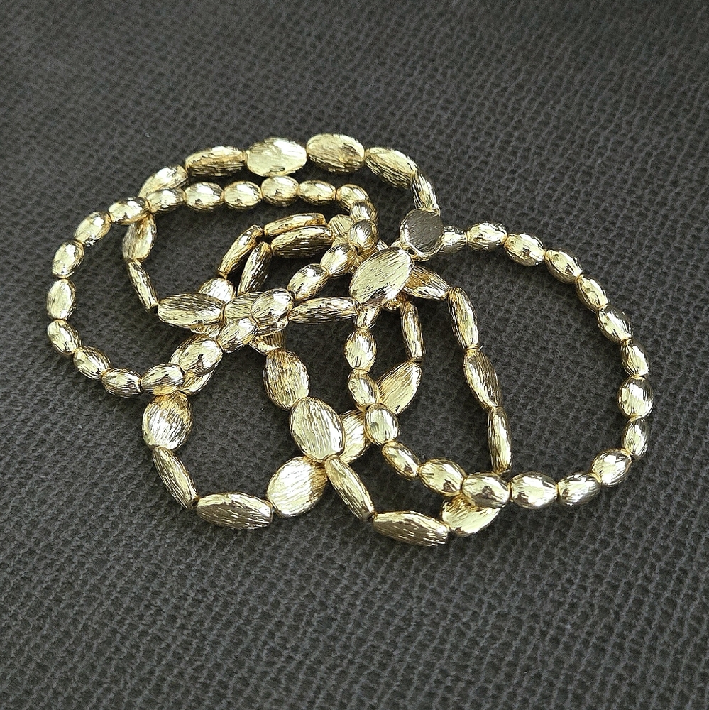 House🏠 of Harlow 1960 Set of Five🖐 Stretchy Gold💛 Bead Bracelets - NWT - Picture 10 of 16
